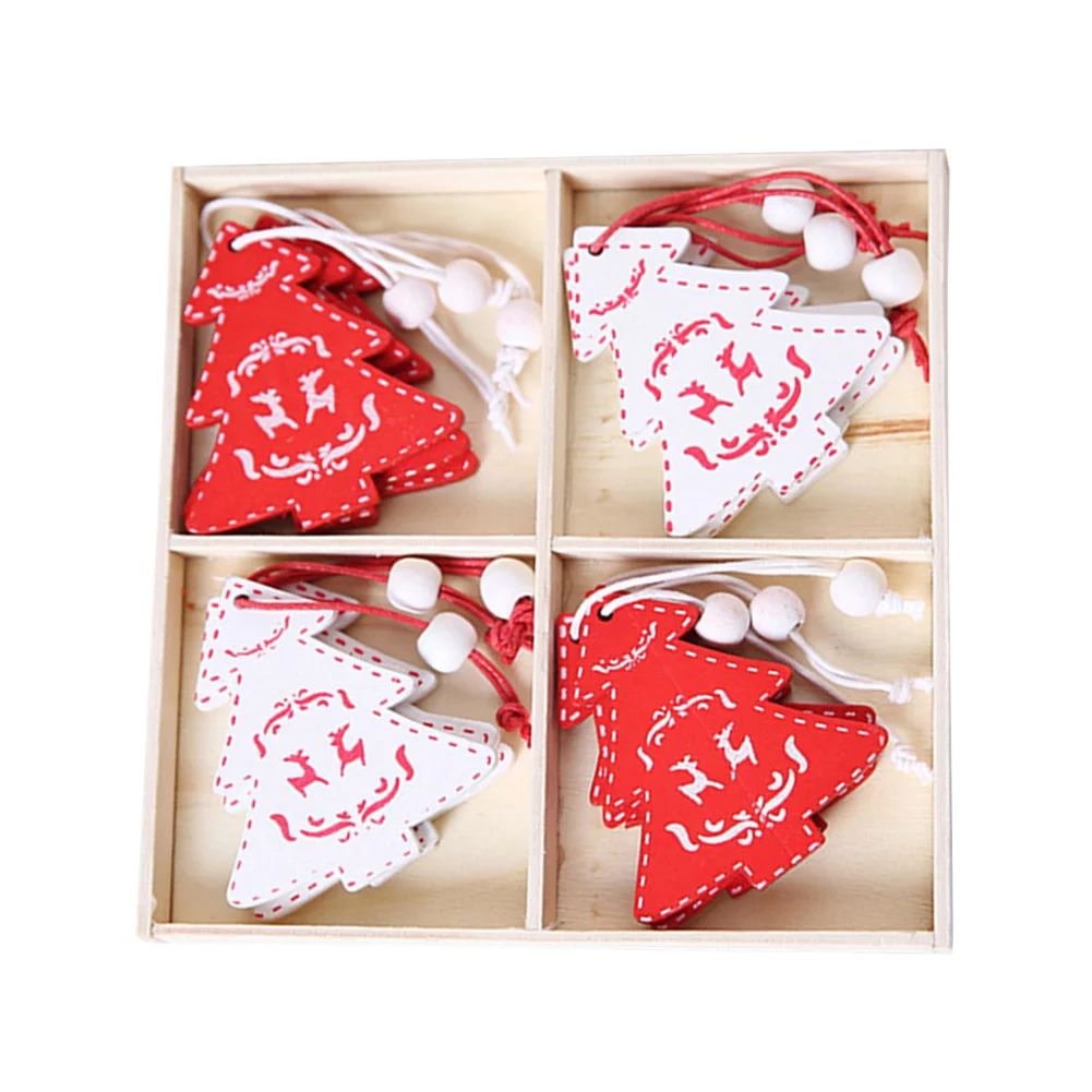 Christmas Tree Ornament Red And White Wooden Traditional Christmas Tree Decorations E | Walmart (US)