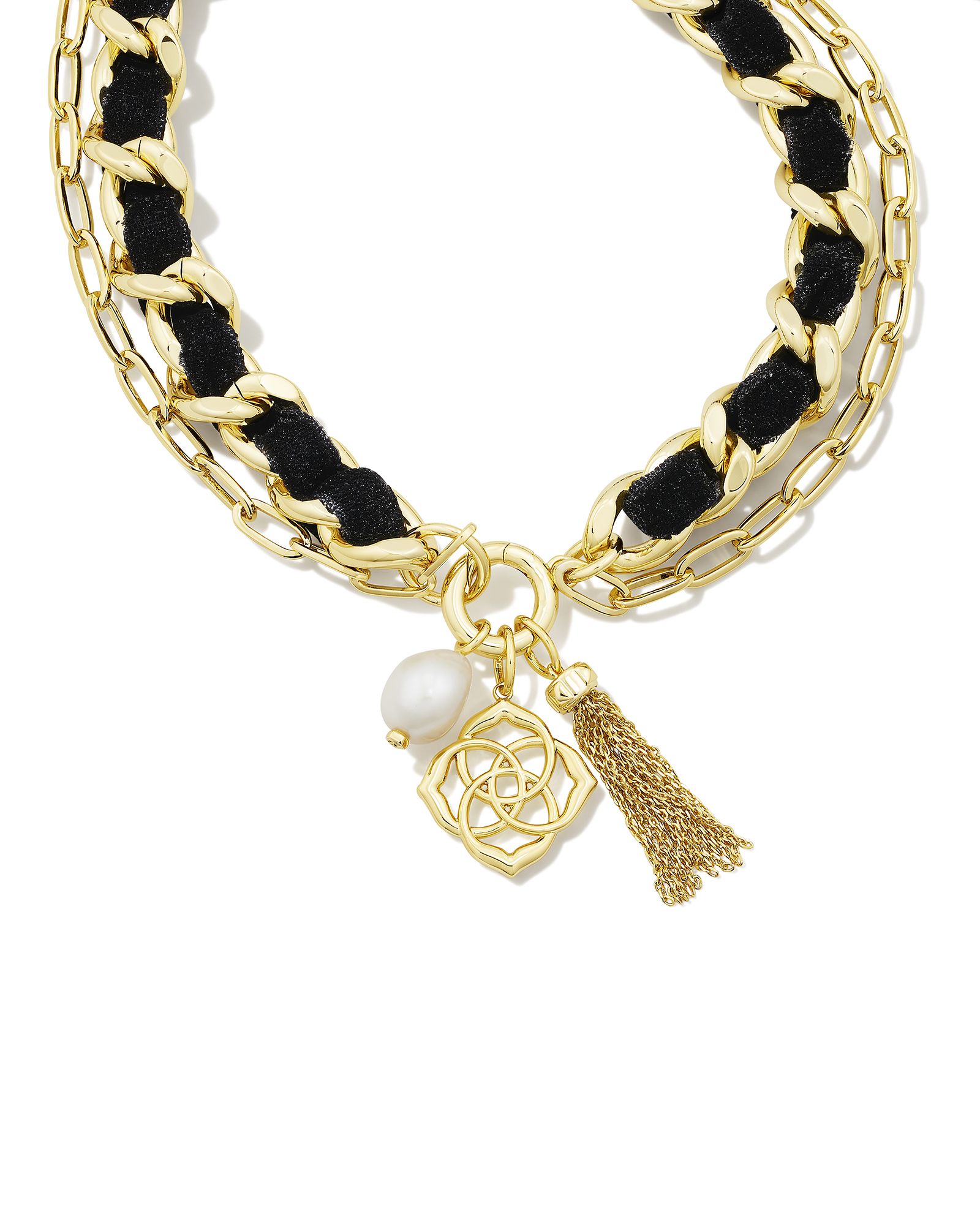 Everleigh Gold Velvet Necklace in Black | Kendra Scott
