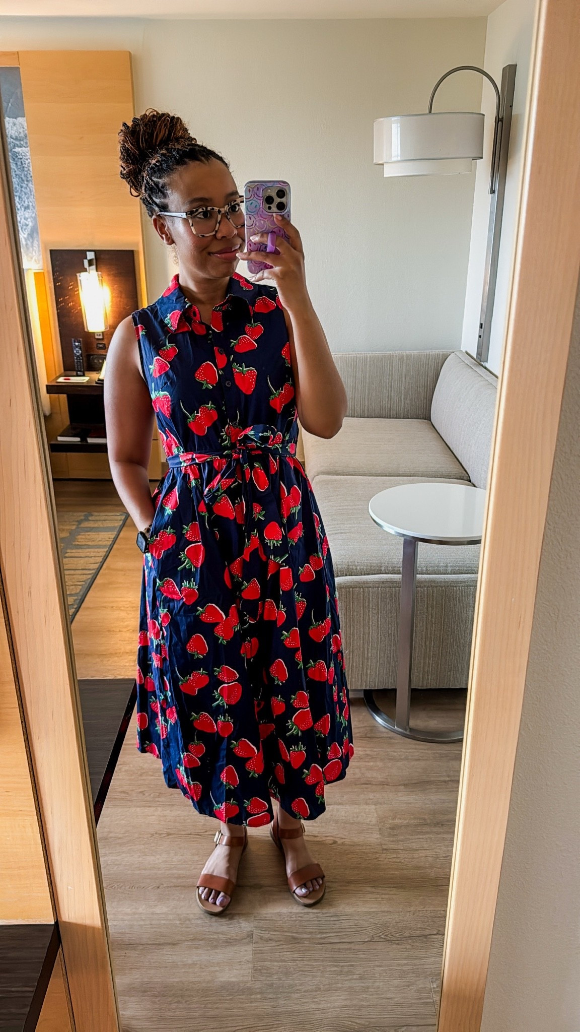 Strawberry print shirt dress for summer work days! Wore this to the office in Florida with some comfortable tan sandals. // summer work wear, summer dresses for work, shirt dress

#LTKootd #LTKdayinmylife