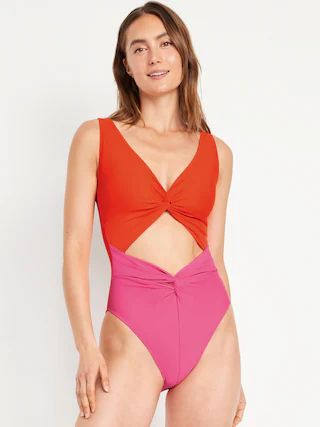 Cutout One-Piece Swimsuit | Old Navy (CA)