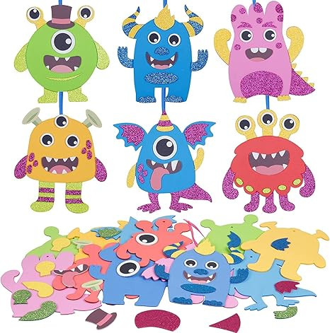 Fennoral 12 Pack Monster Crafts for Kids Monster Craft Kit Make Your Own Monster Foam Stickers Or... | Amazon (US)