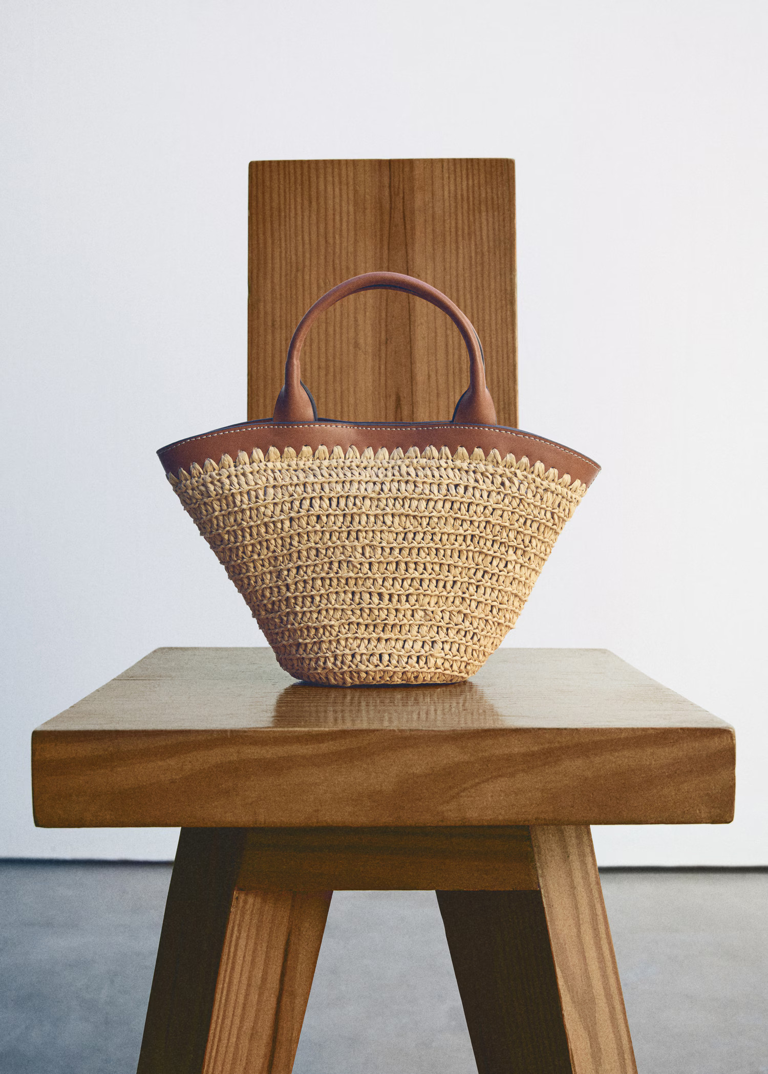 Small double-handle natural fiber bag - Women | MANGO USA | Mango (US/MX/AU)