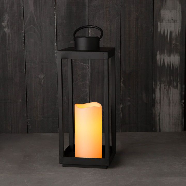 Velo Metal Lantern with Solar LED Candle, Large | Lights.com
