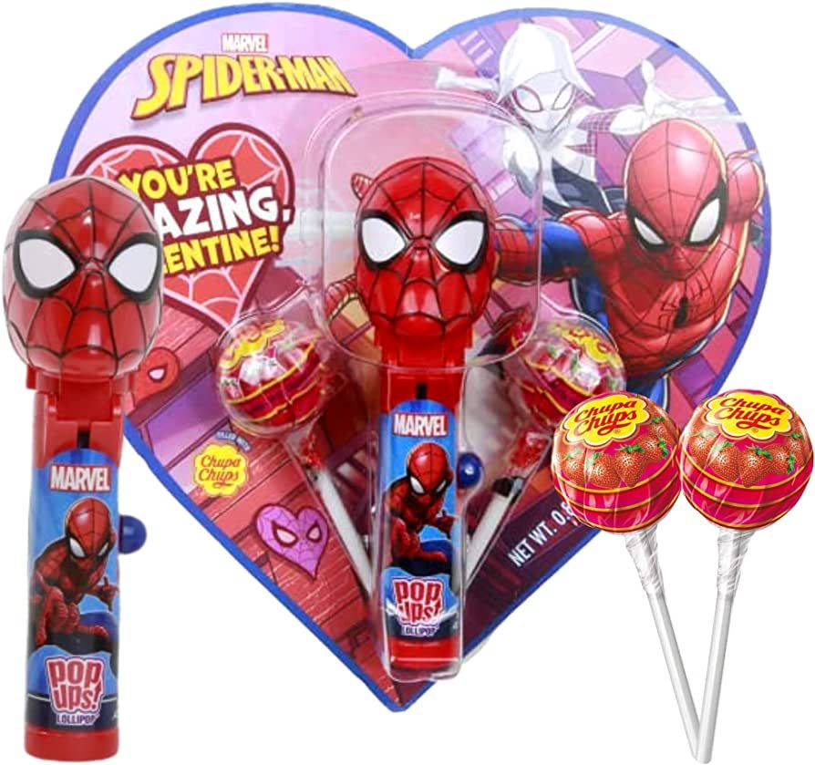 Valentine’s Day Paper Heart Shaped Spiderman Pop Up, Character Candy Holder, Two Individually W... | Amazon (US)