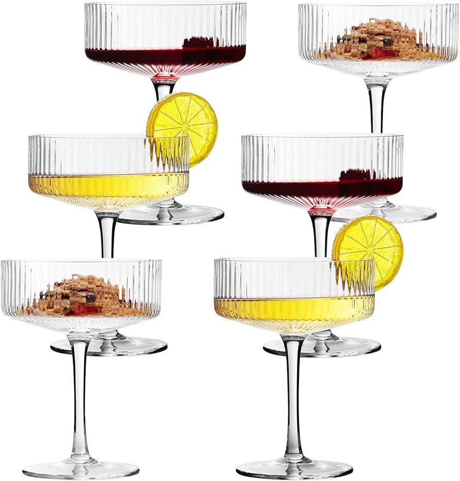 VIFVOR 6 Pcs Ribbed Coupe Cocktail Glasses, 10 oz Classic Margarita Glass Set with Gift Box Packa... | Amazon (US)