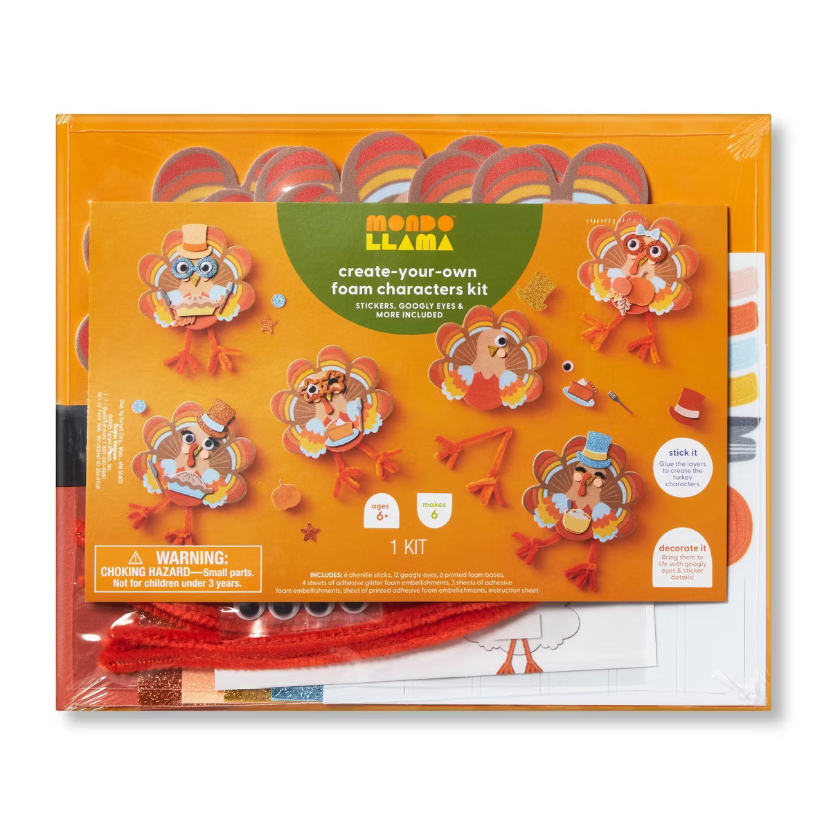 6ct Thanksgiving Craft Turkey Foam Platter Kit - Mondo Llama™ | Target
