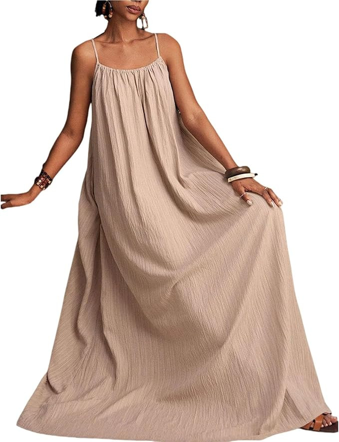 Sleeveless Maxi Dresses for Women Backless Spaghetti Strap Oversized Loose Long Dress Summer Flow... | Amazon (US)
