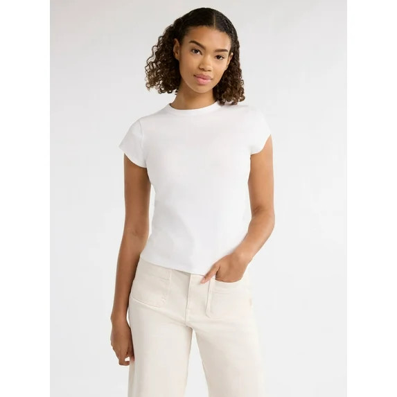 Free Assembly Women's and Women's Plus Cap Sleeve Tee, Sizes XS-4X - Walmart.com | Walmart (US)
