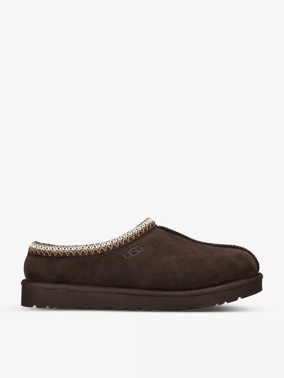 Tasman contrast-stitch suede and shearling slippers | Selfridges