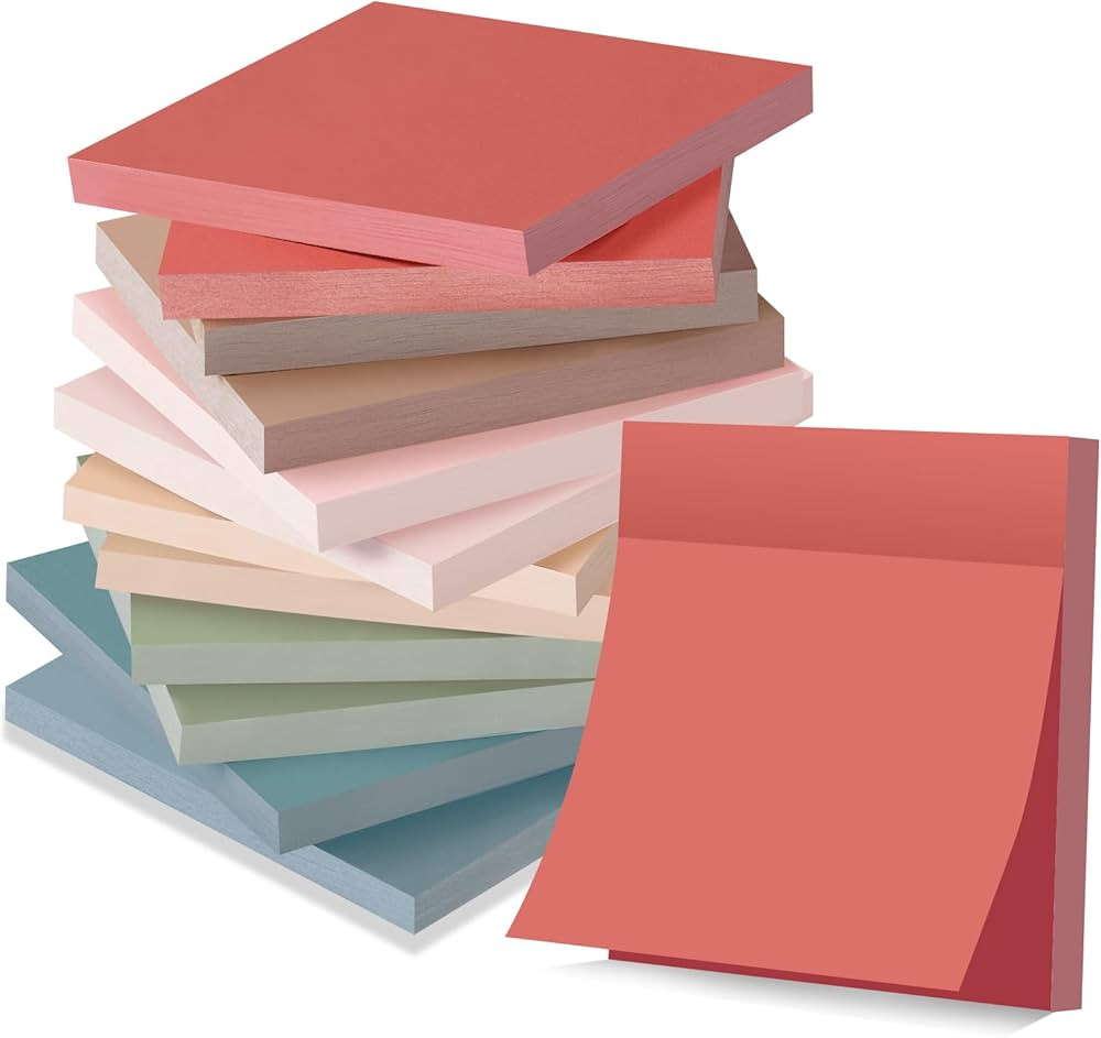 YEECOK Sticky Notes 3x3 in, 12 Pads, Vintage Colors Self-Stick Note Pads, Sticky Pads Aesthetic, ... | Amazon (US)