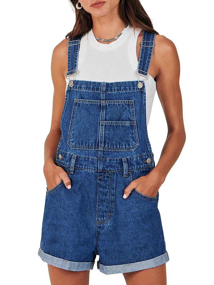 ANRABESS Overalls for Women Denim Shorts Overalls 2025 Summer Casual Loose Fit Adjustable Rompers... | Amazon (US)