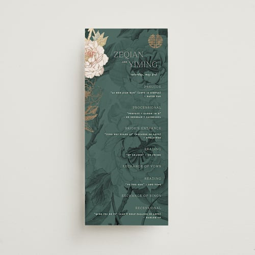 Auspicious Peonies Foil-Pressed Wedding Programs | Minted