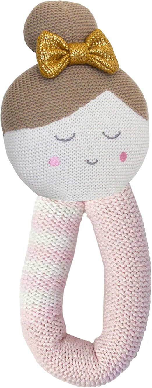 Living Textiles Baby Knitted Toy Rattle - Emma Ballerina -Premium 100% Cotton Super Cute Soft & F... | Amazon (US)