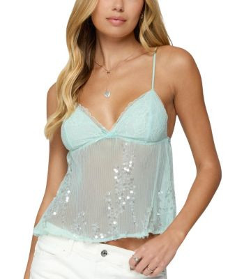 Edikted Sequin Sheer Mesh Babydoll Top | Bloomingdale's Women | Bloomingdale's (US)