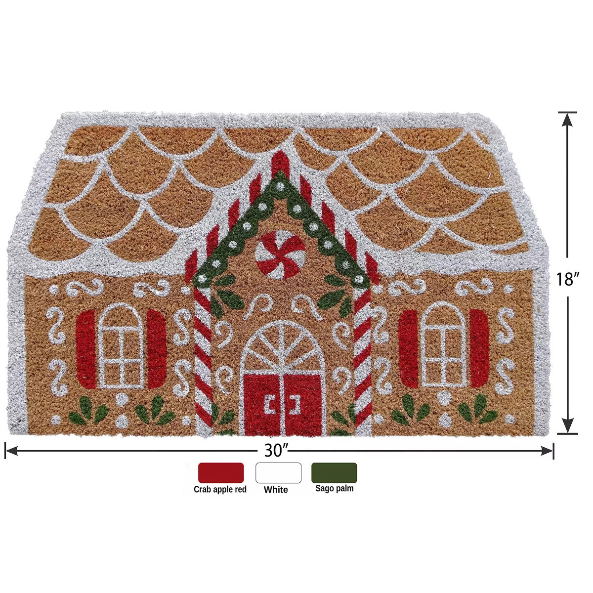 18"x30" Christmas Gingerbread House Coir Doormat Natural and Red | Target