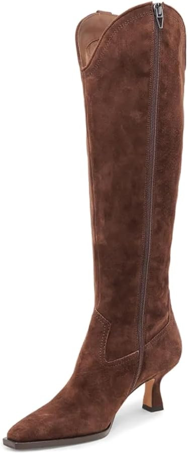 DOBOYG Knee High Boots for Women Kitten Low Heel Pointed Toe Tall Boots Suede Fall Winter Long Bo... | Amazon (US)