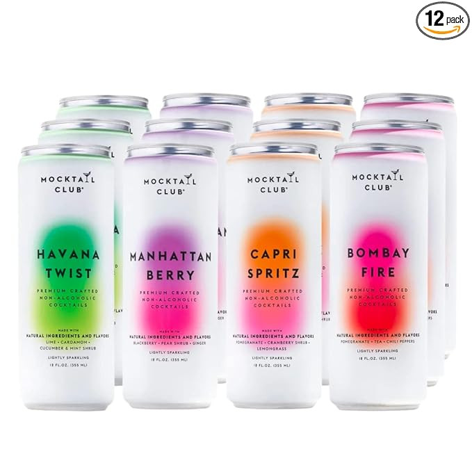 Mocktail Club Variety Pack Alcohol-Free Sparkling Craft Cocktail - 12x12 Oz Cans | Non-GMO, No Ar... | Amazon (US)