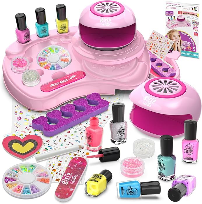 Amagoing Nail Polish Set for Girls Ages 7-12, Kids Nail Art Studio Kit, Non Toxic Quick Dry Nail ... | Amazon (US)