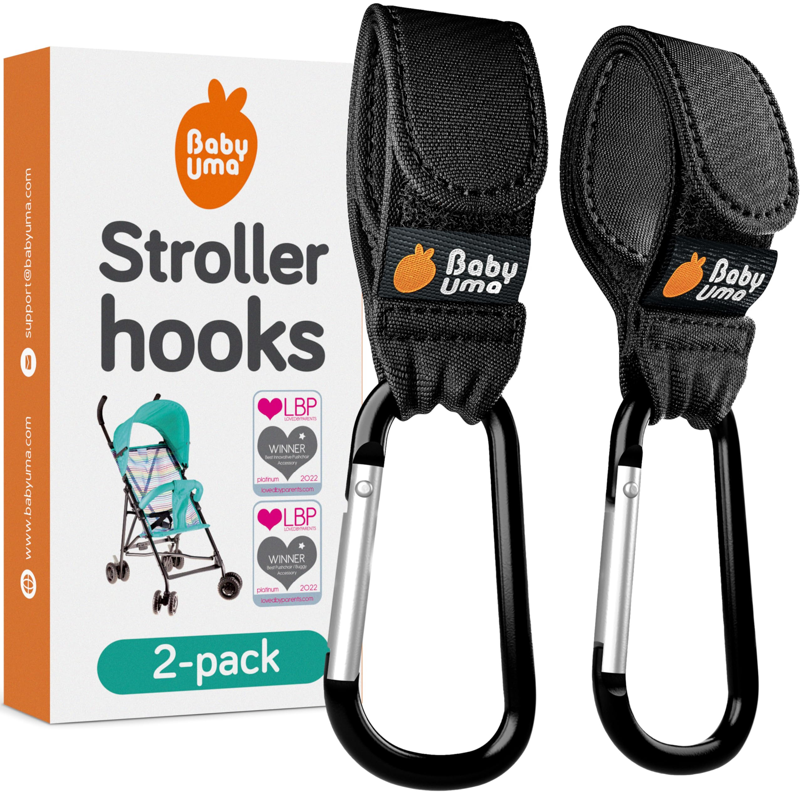 Baby Uma Stroller Hooks for Bags (2 Pack) - Universal Stroller Clips and Hooks, Non-Slip with One... | Amazon (US)
