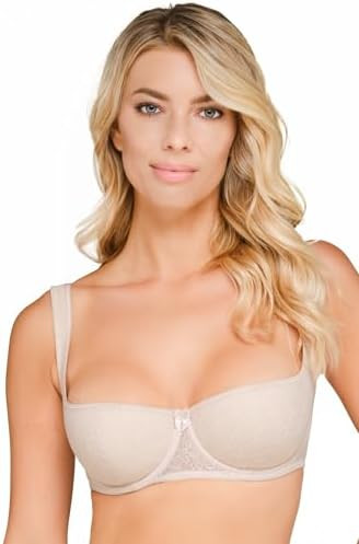 Rosme Women's Balconette Bra with Push Up Effect Plus Size Sexy Lace Demi Half Cup Bra Underwired... | Amazon (US)