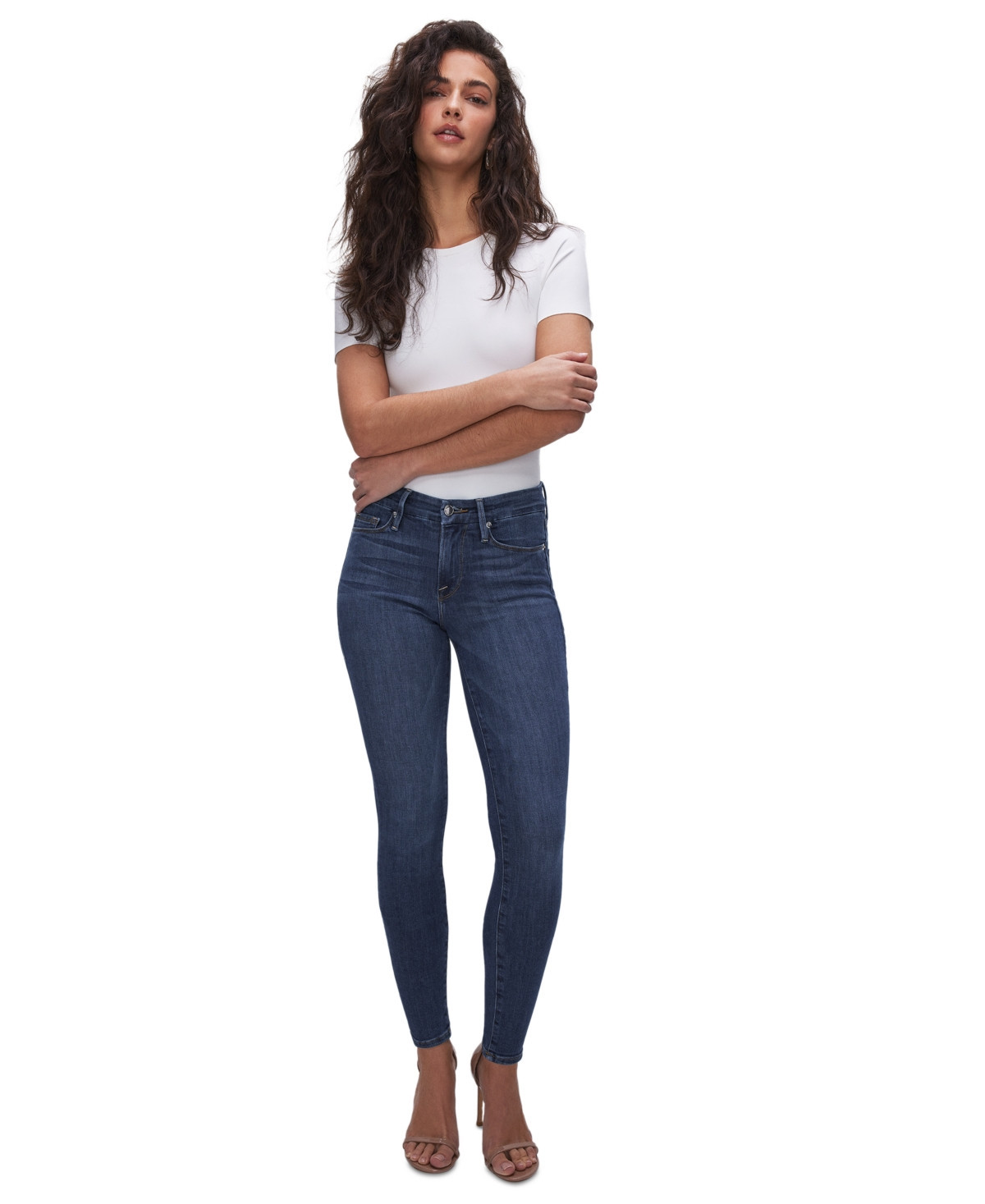 Good American Women's Good Legs Skinny Mid Rise Jeans - Blue | Macy's