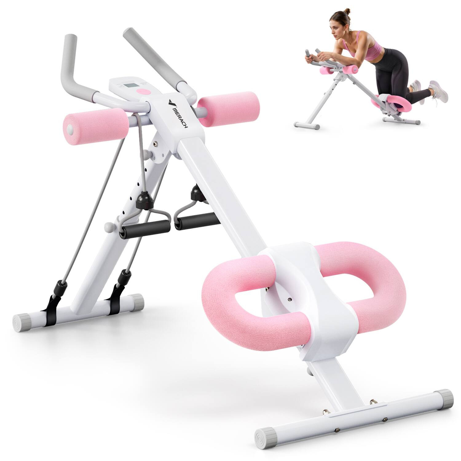 MERACH - New Adjustable Ab Trainer Foldable Machine for Abs Workout at Home Gym - Pink | Best Buy U.S.