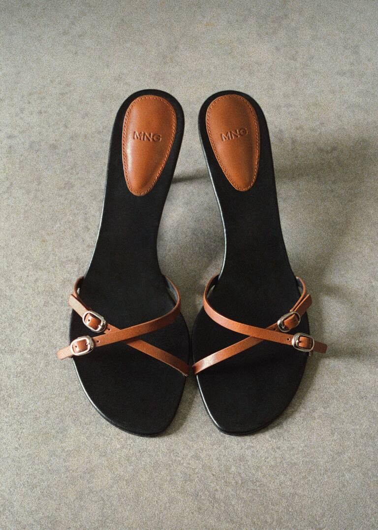 Leather straps sandals -  Women | Mango USA | MANGO (US)