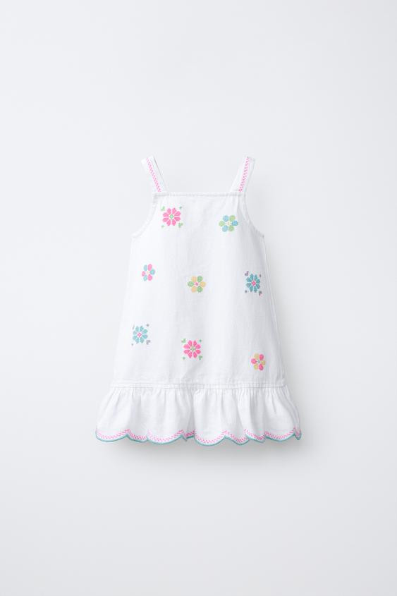 CROSS-STITCH FLORAL TWILL DRESS | Zara US