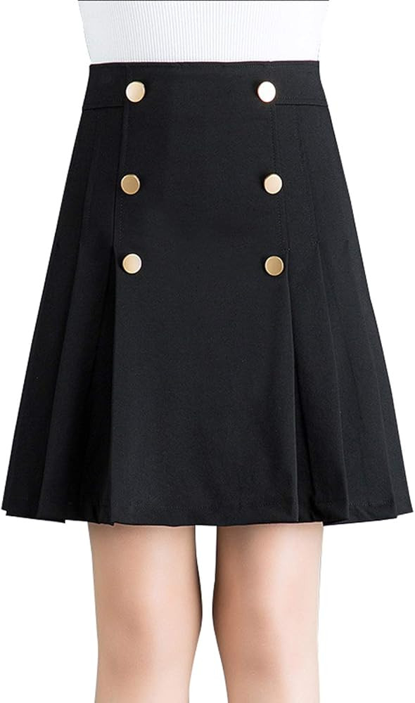 chouyatou Women's Elegant Above Knee Wool Blend A-Line Pleated Side Mini Skirt | Amazon (US)