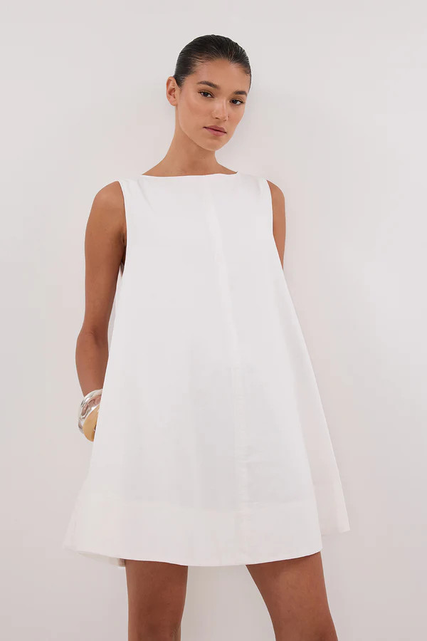MAISIE WHITE POPLIN MINI DRESS | DISSH