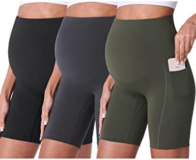 POSHDIVAH 3/4 Pack Maternity Biker Shorts Over The Belly Summer Pregnancy Yoga Active Workout Ath... | Amazon (US)
