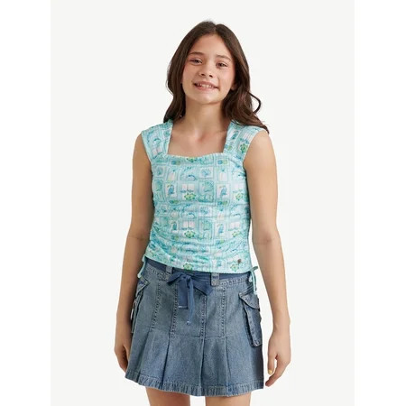 Justice Girls Cap Sleeve Cinch Tee, Sizes XS - XLP | Walmart (US)