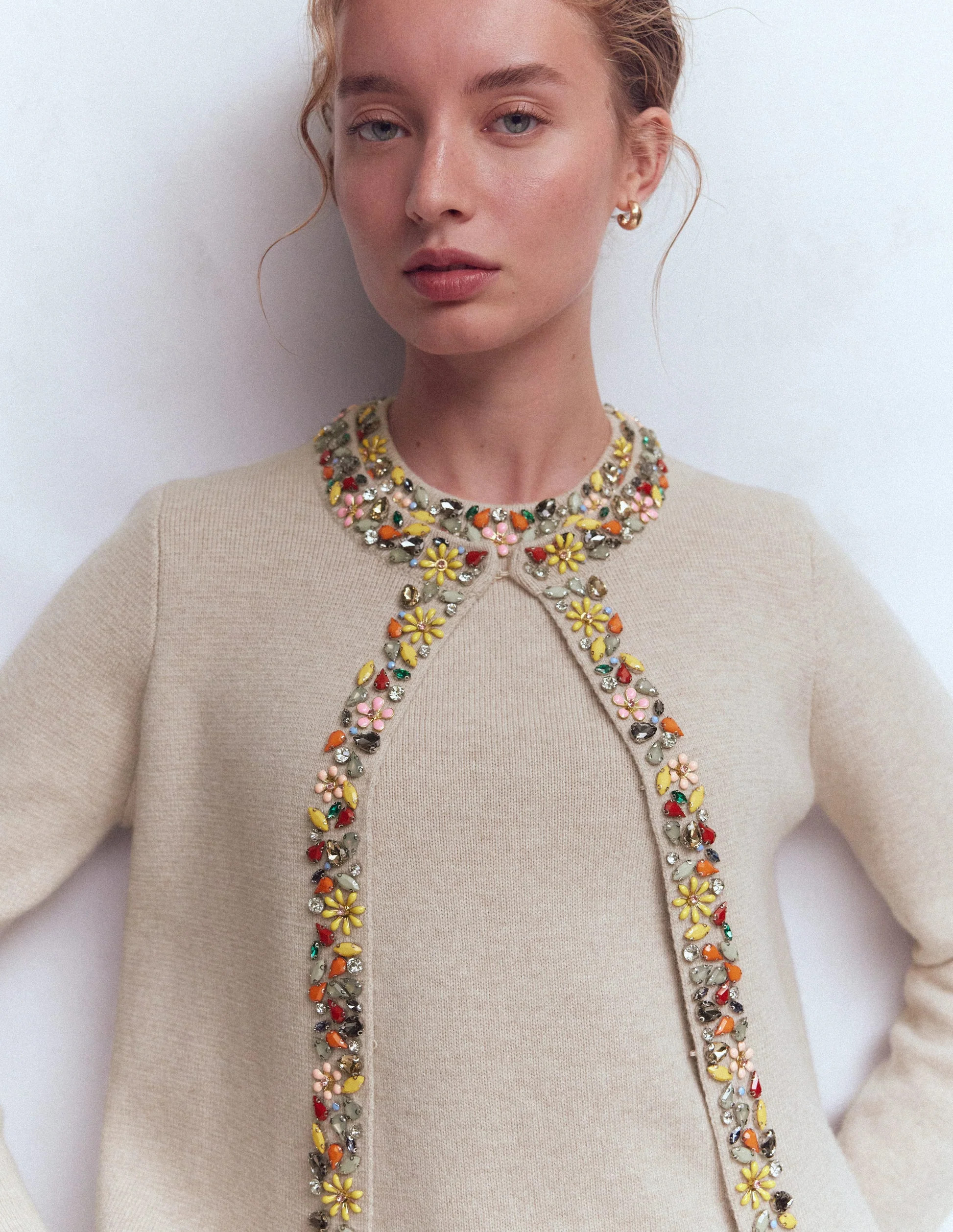 Embellished Knit Cardigan-Chinchilla Melange | Boden (US)