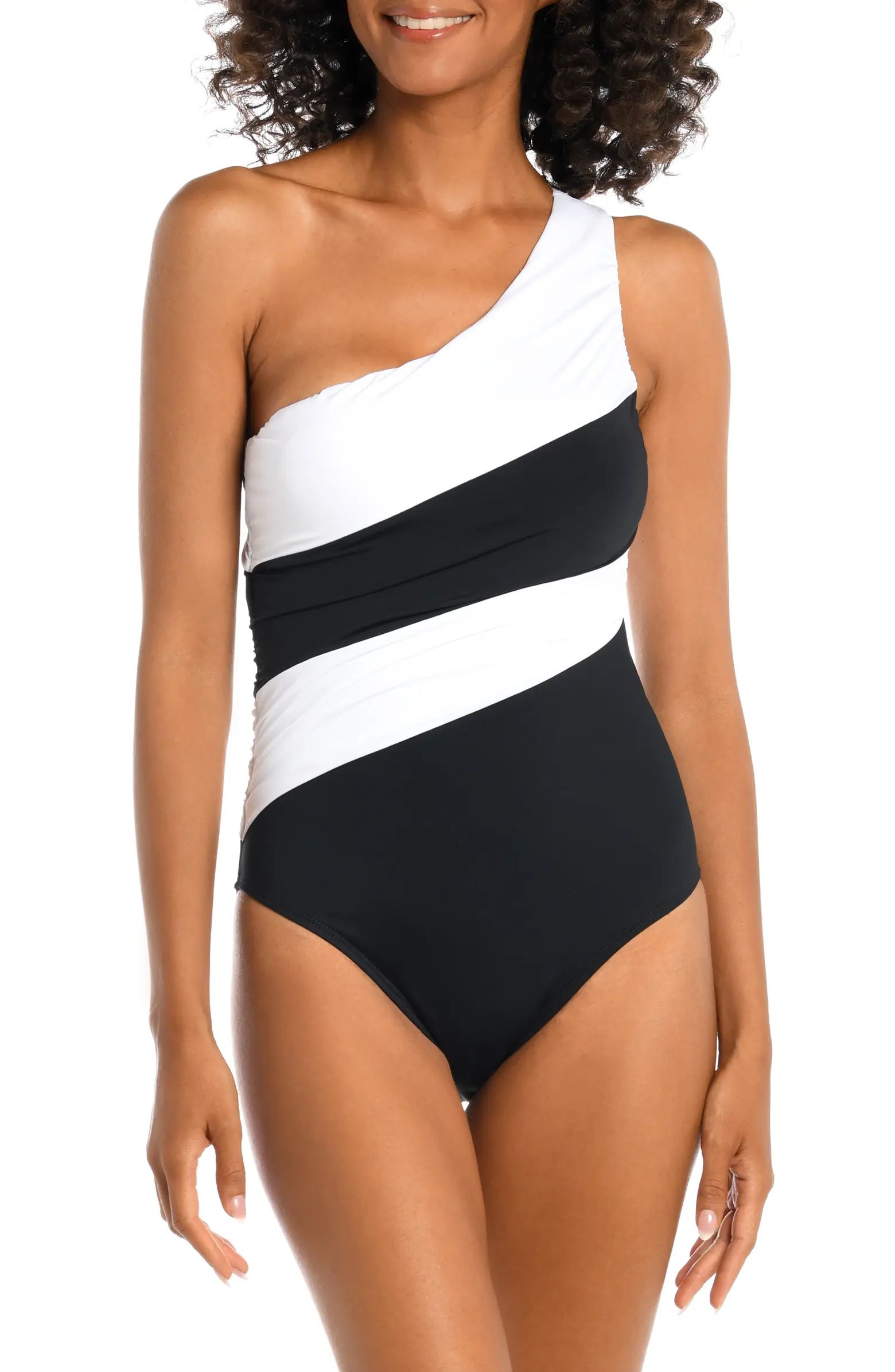 Island Goddess Ruched Colorblock One-Shoulder One-Piece Swimsuit | Nordstrom