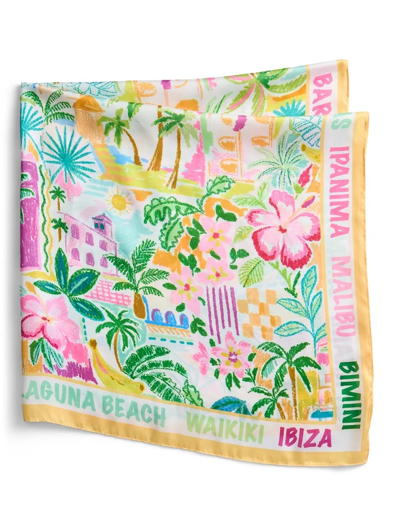 No Boundaries Printed Square Scarf, Women’s | Walmart (US)