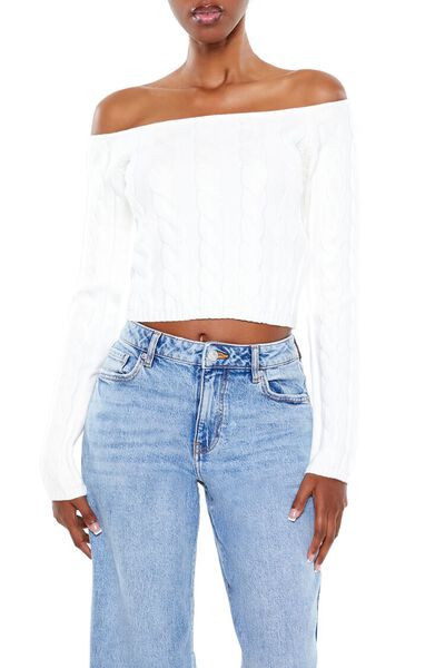 Off-the-Shoulder Cropped Sweater | Forever 21