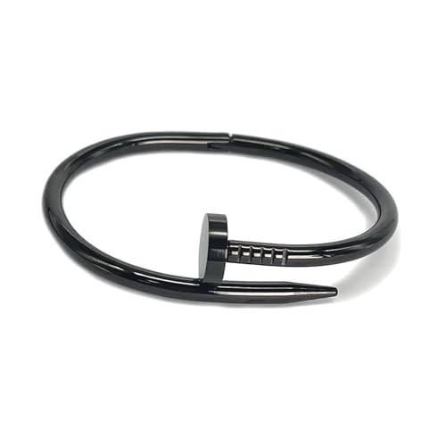 Nail Cuff Bracelet for Women & Men Elegant CZ-Studded Open Design, Stylish Gold Jewelry Gift for Fashionable and Elegant Women and Men (Black) | Amazon (US)