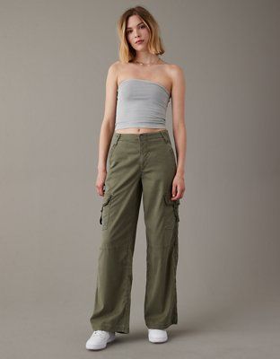 AE Dreamy Drape Stretch Super High-Waisted Cargo Baggy Wide-Leg Pant | American Eagle Outfitters (US & CA)