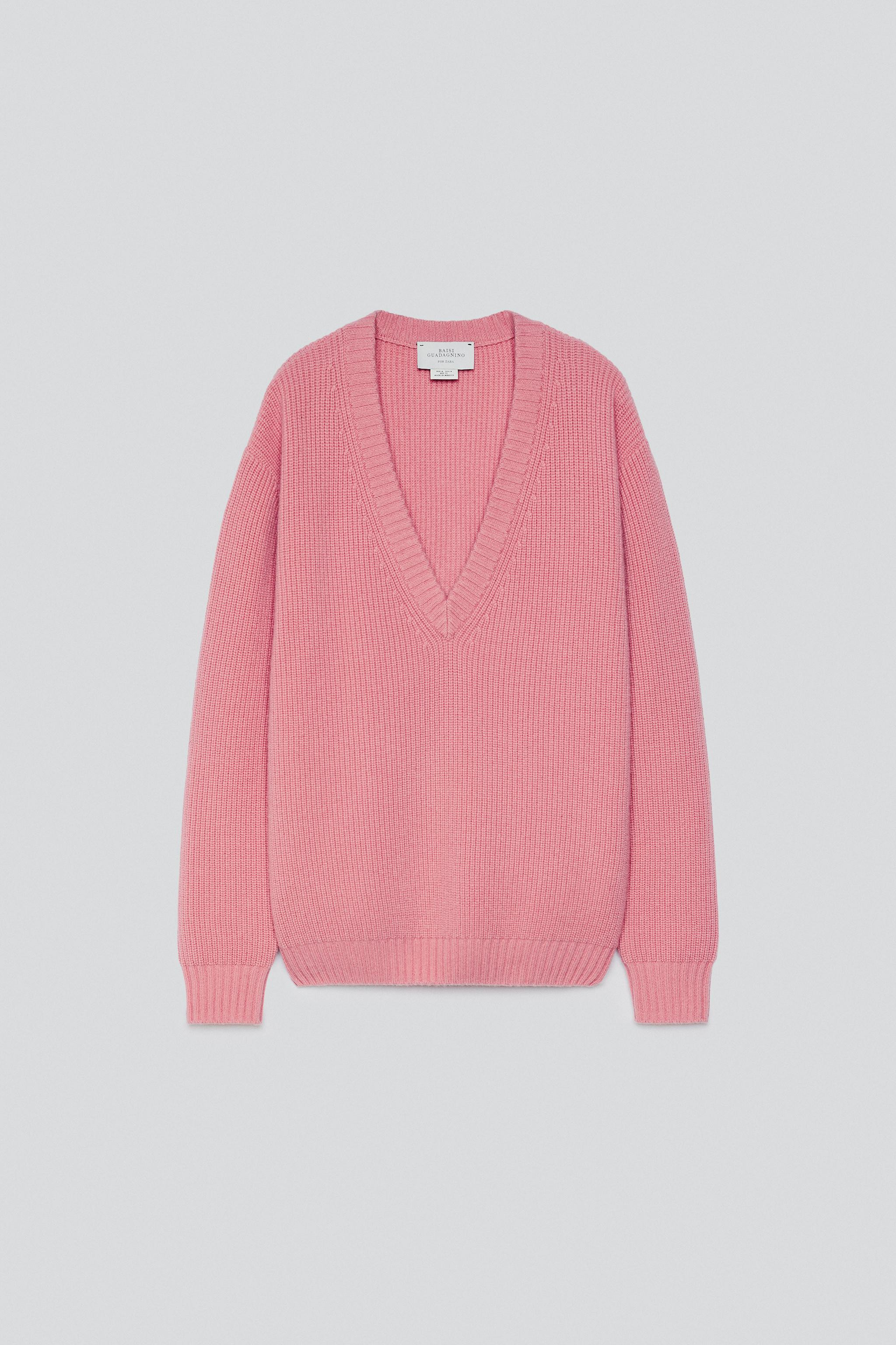 Zara - V-Neck 100% Cashmere Jumper - Pink - M - Man | Zara UK