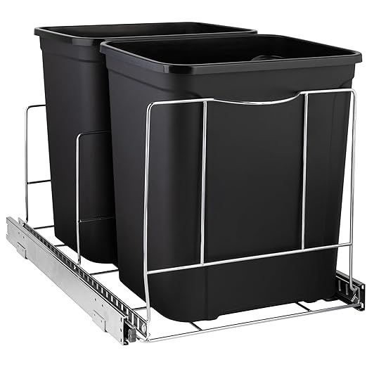 Hold N' Storage Pull Out Double Trash Can Under Cabinet – Heavy Duty Metal Sliding System with ... | Amazon (US)