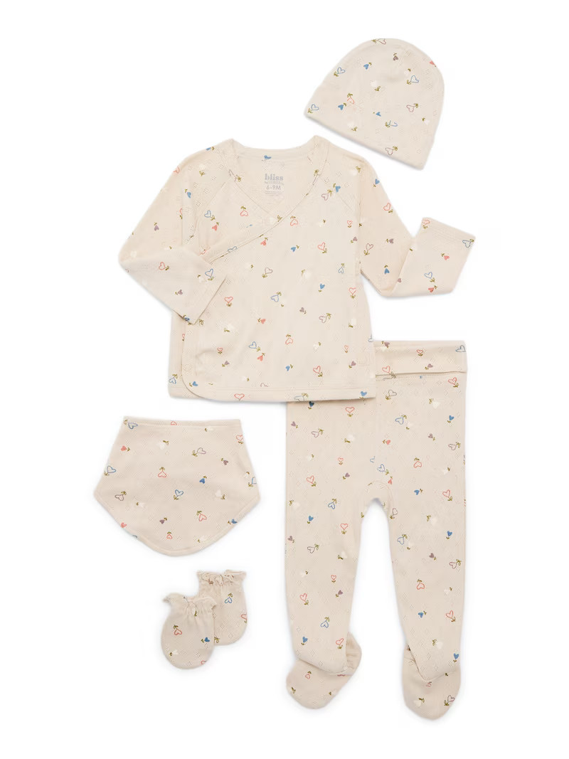 Bliss by Garanimals Baby Layette Pajama, 5-Piece Set, Sizes 0\u20139M | Walmart (US)
