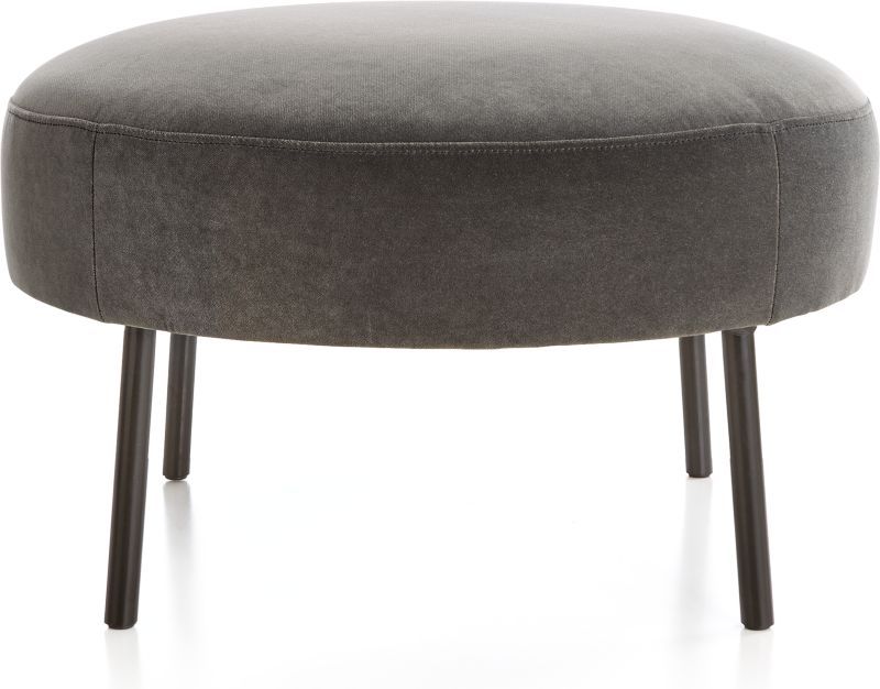 Alex Grey Velvet Ottoman + Reviews | Crate and Barrel | Crate & Barrel