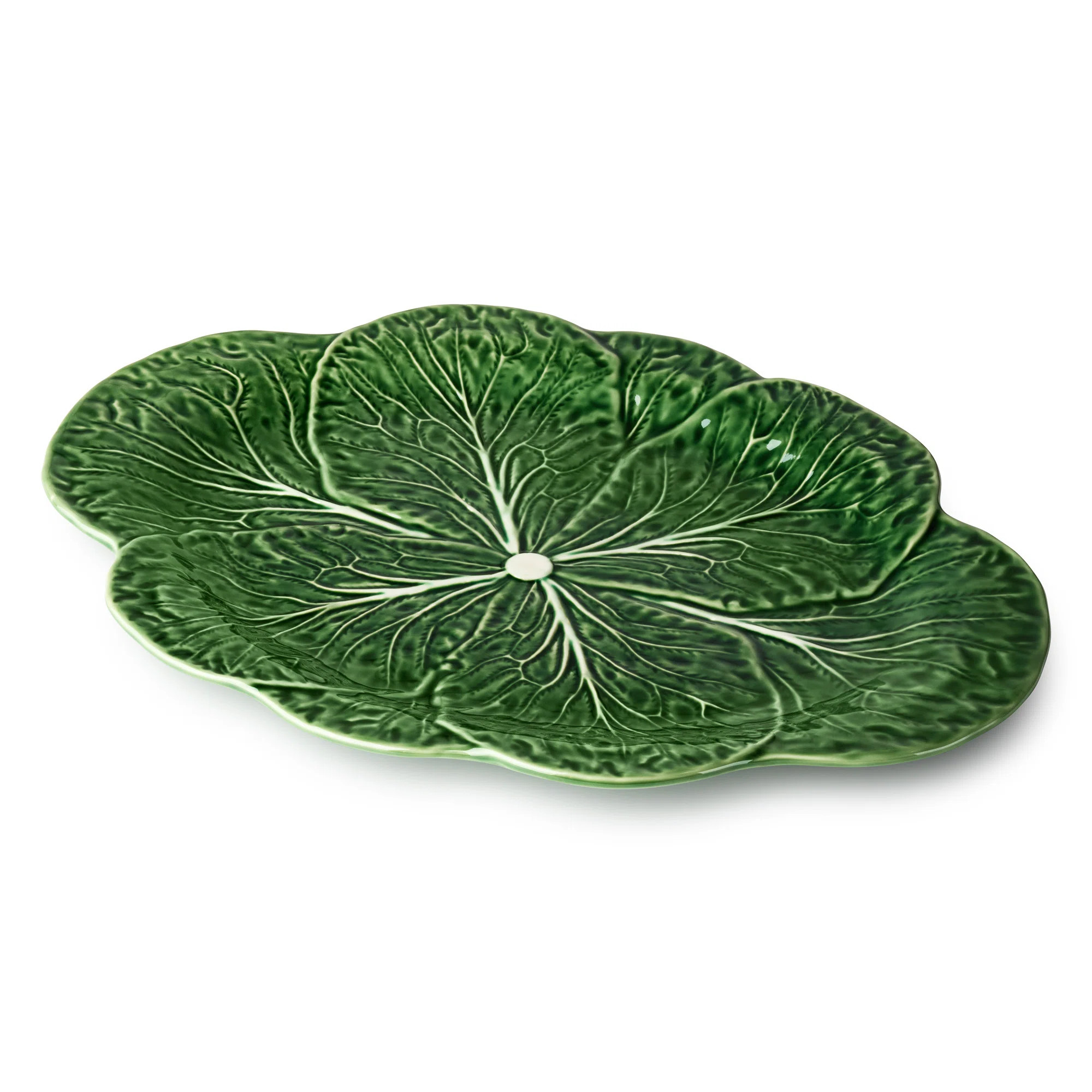 Le Jardin Cabbage 3-D Oval Platter 17" x 12.25" – Sculpted Green Stoneware Leaf Platter – Hei... | Wayfair North America