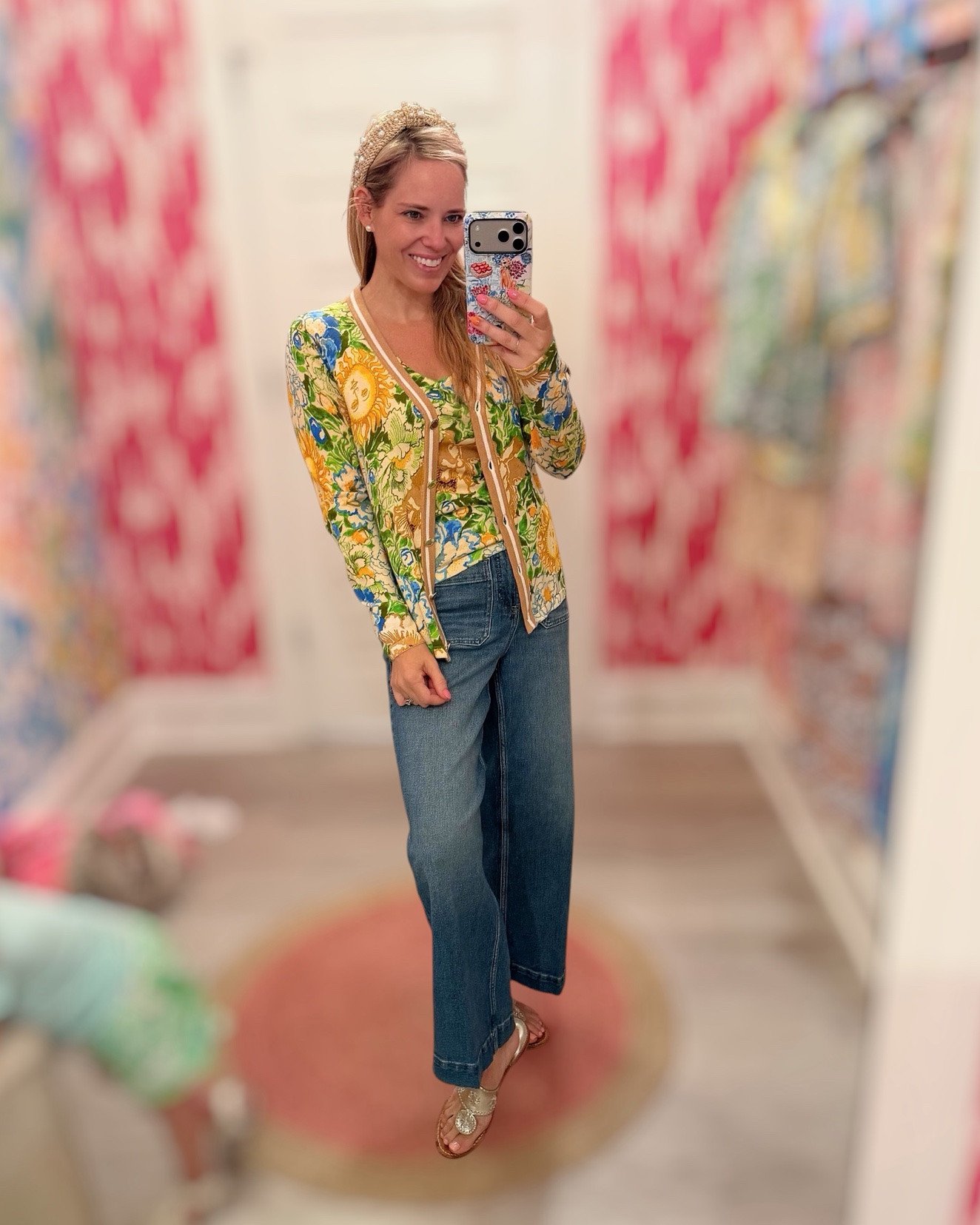 Lilly Pulitzer Pollyanne Cardigan & Sweater Tank Set 🌼💙

This matching knit set is such a fun way to bring color into your everyday wardrobe! 💛💚 The Lilly Pulitzer Pollyanne Cardigan layered over the coordinating Sweater Tank features the gorgeous Sympeony archival print and pairs perfectly with Spanx cropped wide leg jeans for a polished, effortless look. I finished the outfit with my favorite Jack Rogers sandals and pearl raffia headband for classic preppy style.

This versatile set can be worn together for a chic layered look or mixed and matched with white denim, shorts, or skirts to create countless outfits from summer through early fall. ✨

Lilly Pulitzer Pollyanne cardigan, Lilly Pulitzer sweater tank, matching knit set, Sympeony archival print, Spanx cropped wide leg jeans, colorful preppy style, resort wear, coastal grandmother style, vacation outfits, polished casual outfit, classic women’s fashion, timeless wardrobe staples, colorful everyday style, transitional fall fashion, effortless chic outfit.

#LTKOver40 #LTKSeasonal #LTKootd