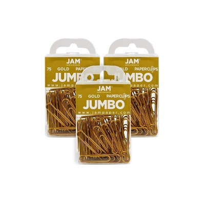 JAM Paper Jumbo Smooth Paper Clip Gold 3/Pack (21832060B) | Target
