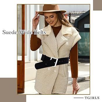 Tgirls Women Wide Belt Fashion Thick Suede Leather Belts for Dresses | Amazon (US)