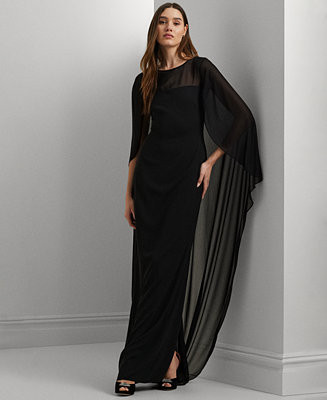 Lauren Ralph Lauren Women's Cape Georgette Gown - Macy's | Macy's