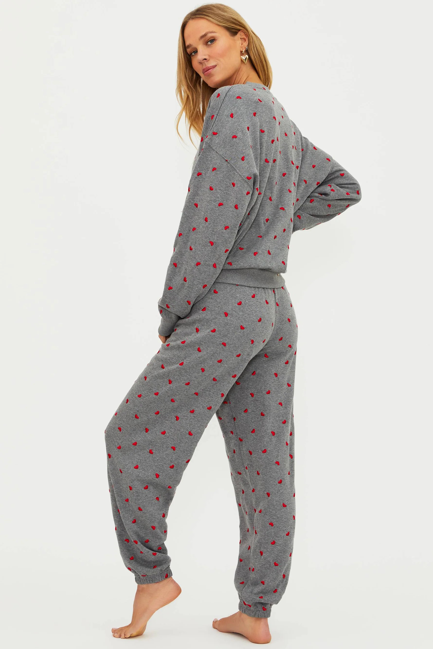 Nash Sweatpant Red Love Hearts | Heart Embroidered Sweatpants | Beach Riot | Beach Riot
