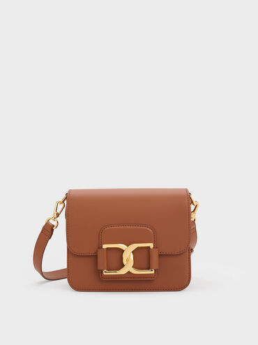 Gabine Leather Crossbody Bag
 - Cognac | Charles & Keith CA