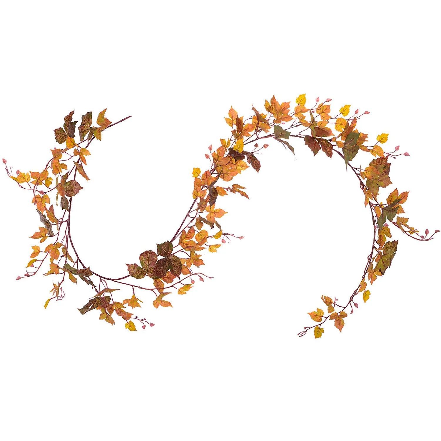 Coolmade Fall Maple Leaf Garland - 6.5ft/Piece Artificial Fall Foliage Garland Thanksgiving Decor... | Walmart (US)